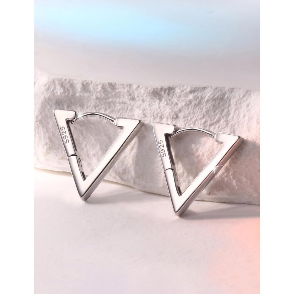 Solid 925 Sterling Silver Small Hoop Earrings For… - image 4